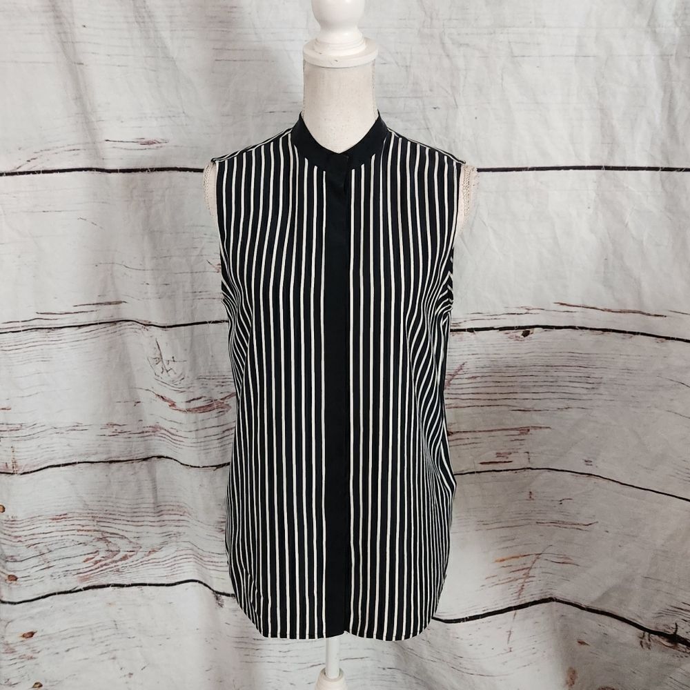 Frame Sleeveless Silk Striped Top Size Small